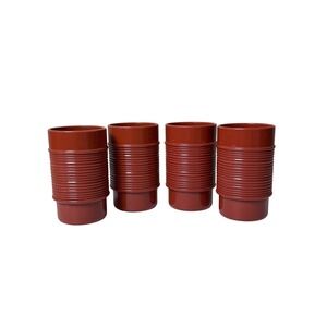 Vintage Rubbermaid Rustic Red Tumblers Set of 4 Ribbed Cups 3826‎